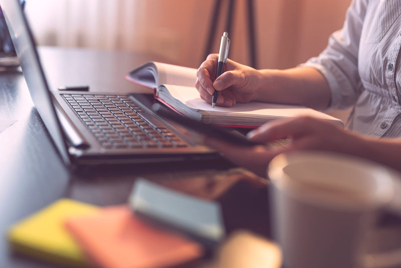 Adult student studying for her high school diploma online.